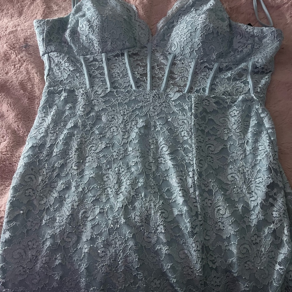 Elegant Lace Dress in Light Blue